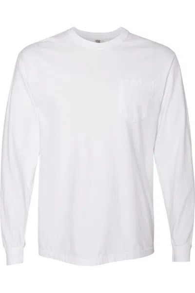Comfort Colors Garment-dyed Heavyweight Long Sleeve Pocket T-shirt In White