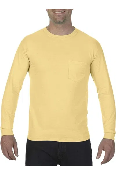 Comfort Colors Garment-dyed Heavyweight Long Sleeve Pocket T-shirt In Yellow