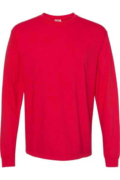 Comfort Colors Garment-dyed Heavyweight Long Sleeve T-shirt In Red