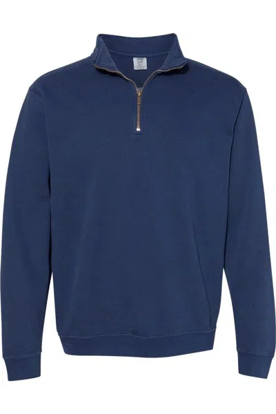 Comfort Colors Garment-dyed Quarter Zip Sweatshirt In Blue