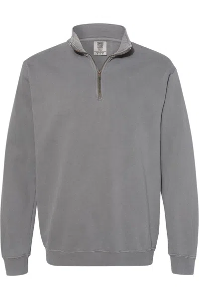 Comfort Colors Garment-dyed Quarter Zip Sweatshirt In Gray