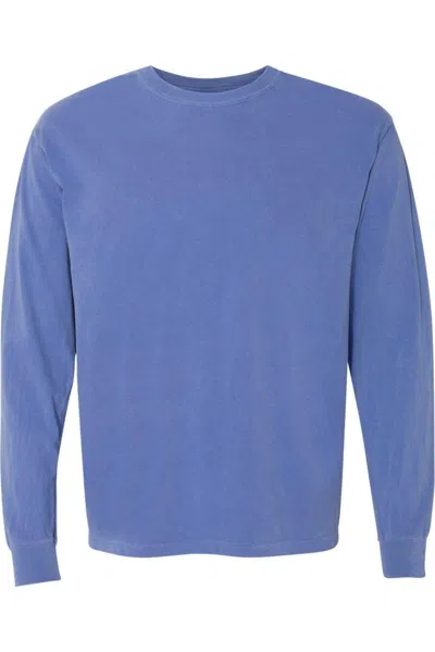 Comfort Colors Garment-dyed Heavyweight Long Sleeve T-shirt In Blue