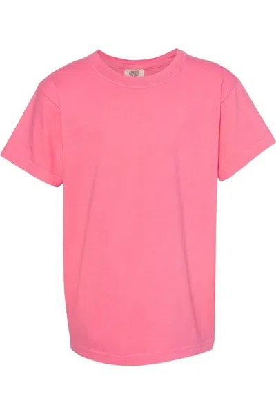 Comfort Colors Kids' Garment-dyed Youth Heavyweight T-shirt In Pink
