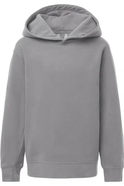 Comfort Colors Kids' Garment-dyed Youth Lightweight Fleece Hooded Sweatshirt In Gray