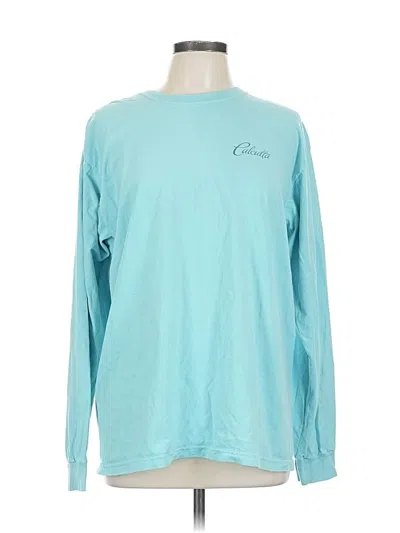 Pre-owned Comfort Colors Long Sleeve T-shirt In Blue