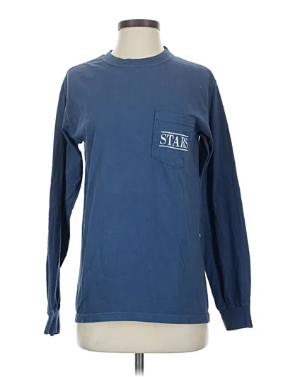 Pre-owned Comfort Colors Long Sleeve Top Blue Crew Neck Tops