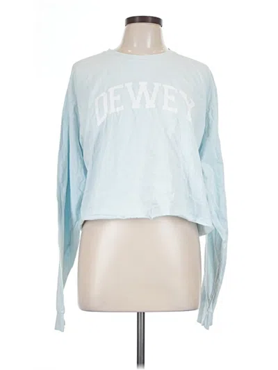 Pre-owned Comfort Colors Long Sleeve Top Blue Crew Neck Tops