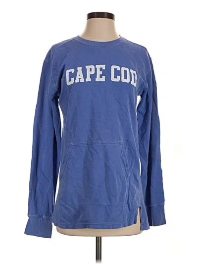 Pre-owned Comfort Colors Long Sleeve Top Blue Crew Neck Tops