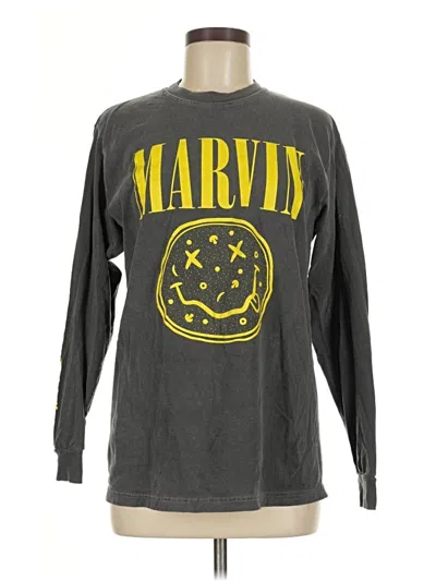 Pre-owned Comfort Colors Long Sleeve Top Gray Crew Neck Tops