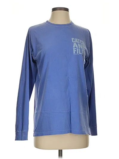 Pre-owned Comfort Colors Long Sleeve T-shirt In Blue
