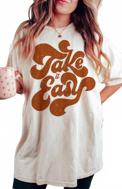 Comfort Colors Take It Easy  Oversized T-shirt In Ivory In White