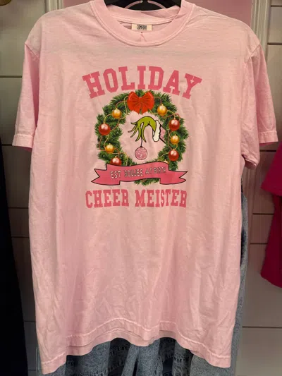 Comfort Colors Women's Holiday Cheer Meister Crewneck T-shirt In Pink