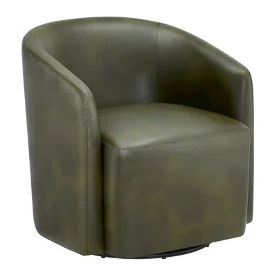 Comfort Pointe Amhurst Fern Green Faux Leather Swivel Barrel Chair