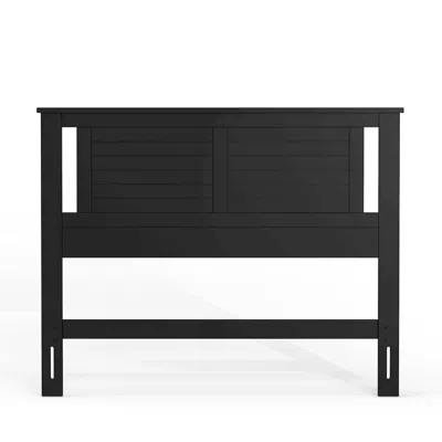 Comfort Pointe Amilly Solid Wood Full Headboard With Horizontal Scoring In Black