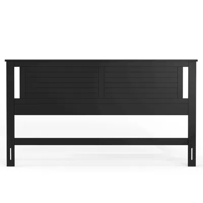 Comfort Pointe Amilly Solid Wood King Headboard With Horizontal Scoring In Black