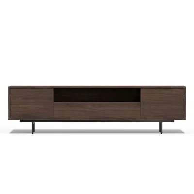 Comfort Pointe Avichi Walnut Laminate 3 Door Tv Console In Brown