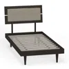 Comfort Pointe Benoni Twin Wooden Bed With Taupe Cushion Walnut