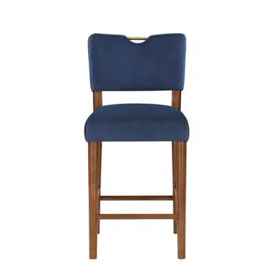 Comfort Pointe Bonito Navy Blue Velvet Counter Height Stool