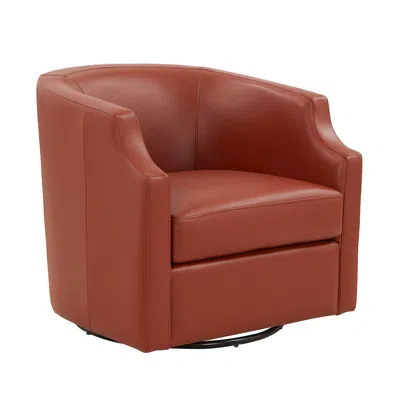 Comfort Pointe Caramel Top Grain Leather Swivel Glider Barrel Chair