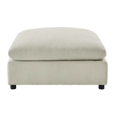 Comfort Pointe Casella Beige Corduroy Ottoman