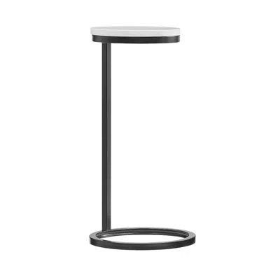 Comfort Pointe Chalmay Round Metal Accent Table With Marble Top