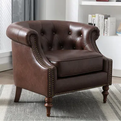 Comfort Pointe Chesterfield Button Tufted Accent Chair In Brown