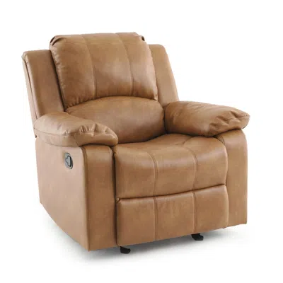 Comfort Pointe Clifton Saddle Leather Gel Glider Rocker Recliner In Brown