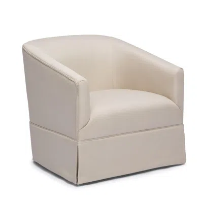 Comfort Pointe Elm Linen Skirted Swivel Chair In Brown