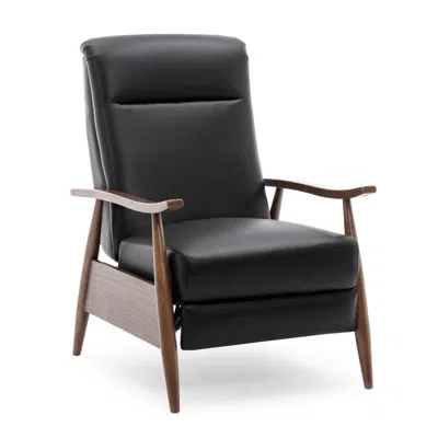Comfort Pointe Fairview Leather Wood Arm Push Back Recliner - Black