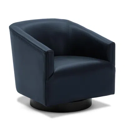 Comfort Pointe Gaven Midnight Blue Wood Base Swivel Chair