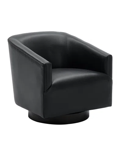 Comfort Pointe Gaven Wood Base Swivel Chair In Blue