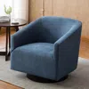 Comfort Pointe Geneva Wood Base Swivel Chair In Blue