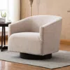 Comfort Pointe Geneva Oatmeal Wood Base Swivel Chair In Gray