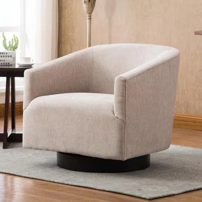 Comfort Pointe Geneva Oatmeal Wood Base Swivel Chair