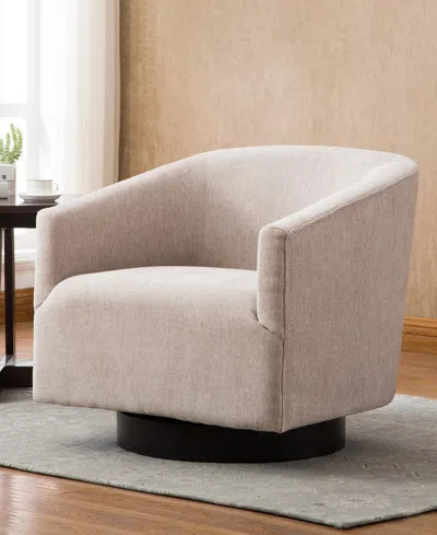 Comfort Pointe Geneva Wood Base Swivel Chair In Open Beige