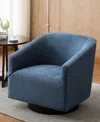 Comfort Pointe Geneva Wood Base Swivel Chair In Open Blue
