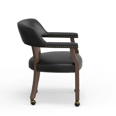 Comfort Pointe Georgio Dining And Game Chair In Walnut With Black Faux Leather