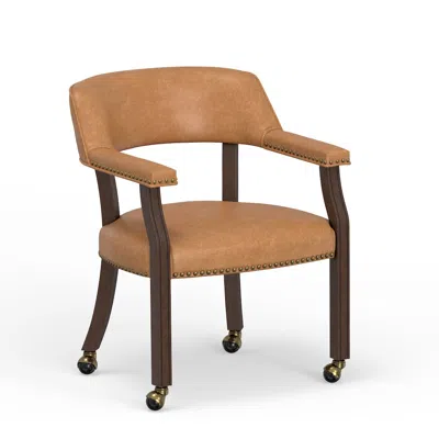 Comfort Pointe Georgio Dining And Game Chair In Walnut With Saddle Faux Leather
