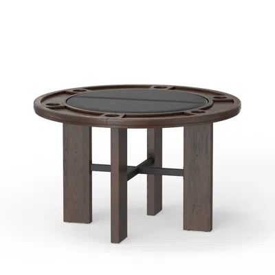 Comfort Pointe Georgio Dining And Game Table In Walnut Finish With Black Faux Leather Insert