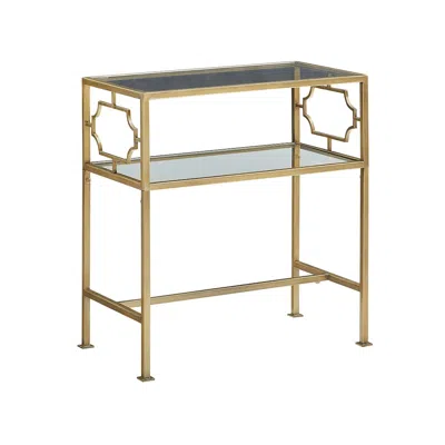 Comfort Pointe Gretna Rectangular Antique Gold Metal And Glass Accent Table
