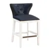 Comfort Pointe Marco Midnight Blue Faux Leather And White Wood Counter Stool
