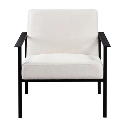 Comfort Pointe Milano Oatmeal White Stationary Metal Accent Chair In Animal Print