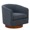 Comfort Pointe Muriel Blue Fabric Wood Base Swivel Chair