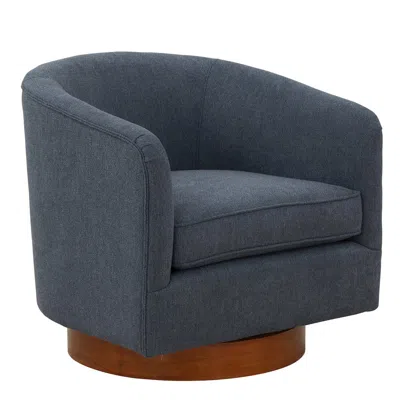 Comfort Pointe Muriel Blue Fabric Wood Base Swivel Chair