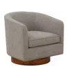 Comfort Pointe Muriel Gray Mist Fabric Wood Base Swivel Chair In Brown