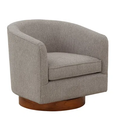 Comfort Pointe Muriel Gray Mist Fabric Wood Base Swivel Chair In Brown
