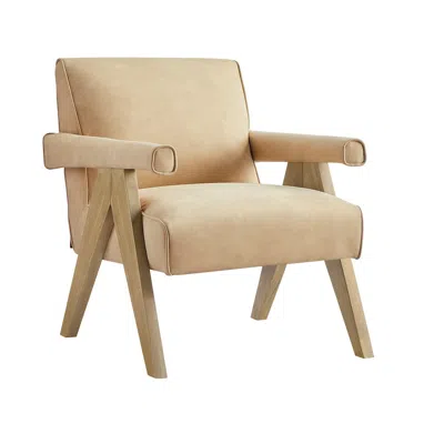 Comfort Pointe Navassa Modern Faux Leather Arm Chair - Sand In Brown