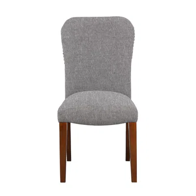 Comfort Pointe Salina Ashen Grey Dining Chair In Performance Fabric With Nail Heads - Set Of 2