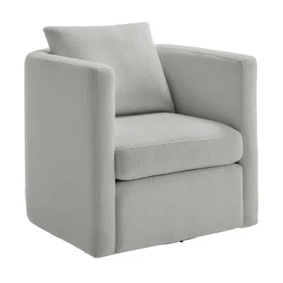 Comfort Pointe Sheldon Grey Performance Fabric Swivel Barrel Chair In Gray