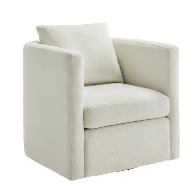 Comfort Pointe Sheldon Ivory Performance Fabric Swivel Barrel Chair